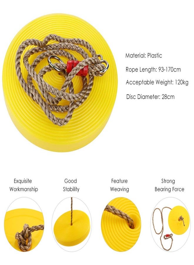 Toy Park Plastic Disc Swing Outdoor Indoor Hanging Plate Children Swing Disc Seat Kids Round Rope Playground Garden Play Activity with Height Adjustable (Yellow) - Image 4